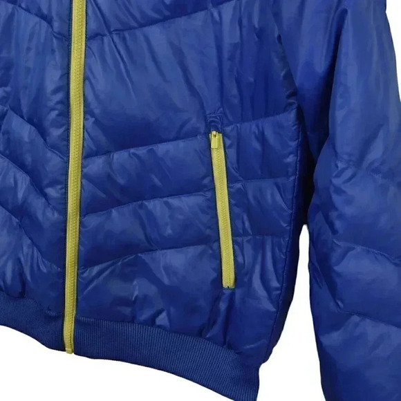 Adidas Neo Label Down  Filled Bomber Puffy Jacket Hooded Blue Size Medium - Picture 4 of 11